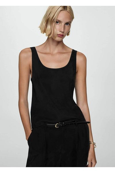 MANGO Woman Cupro Blouse with Straps