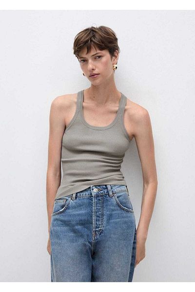 MANGO Woman Πλεκτή μπλούζα με τιράντες