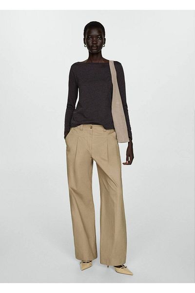 MANGO Woman Langärmliges T-Shirt mit U-Boot-Ausschnitt