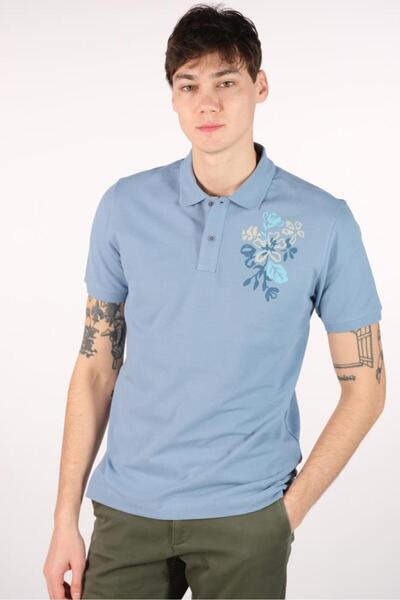 Arma Чоловіча синя футболка з коміром-поло Y22374350301