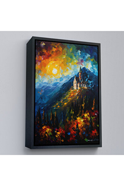 Oxyteez Peisaj de castel pe munte cu cadru din lemn Tablo-7996