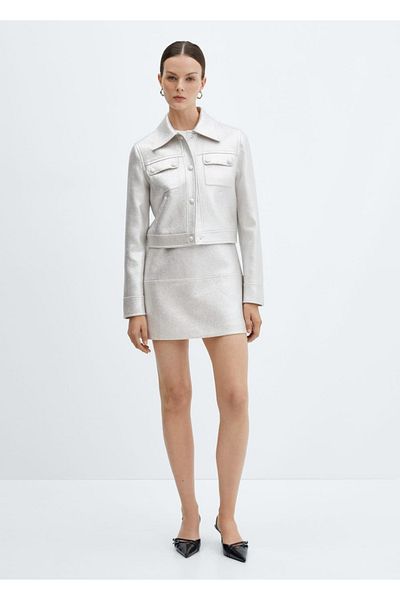 MANGO Woman Metallic-Jacke mit Taschen