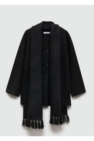 MANGO Woman Strickmantel mit abnehmbarem Schal