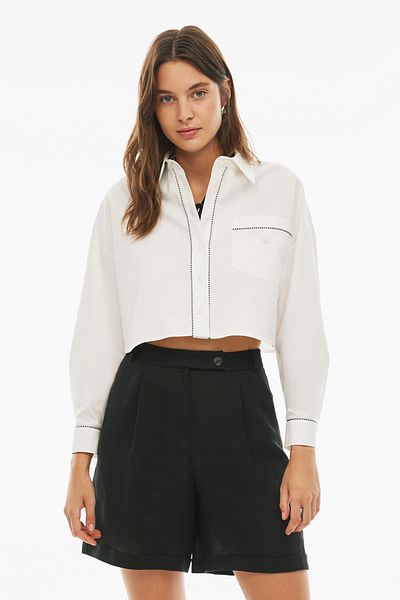 Perspective Balars Comfortable Fit Standard Size Ecru Color Women's Shirt