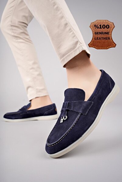 MUGGO حذاء ليوناردو رجالي كاجوال كلاسيكي من الجلد الطبيعي بإبزيم مريح لتقويم العظام بدون أربطة