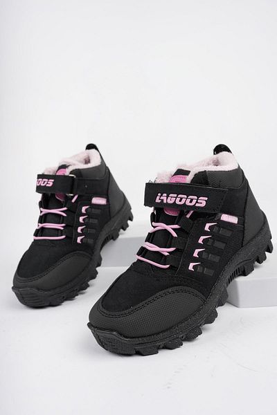MUGGO Bob Guaranteed Lace-up Velcro Unisex Παιδικές χειμερινές μπότες εξωτερικού χώρου με γούνα στο εσωτερικό