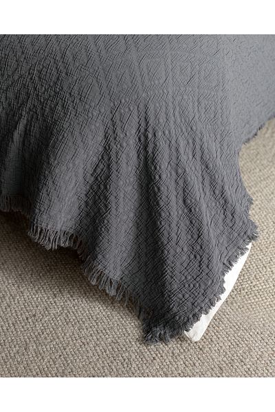 Madame Coco Vue King Size - 100% Cotton Luxury Bedspread, Dark Gray