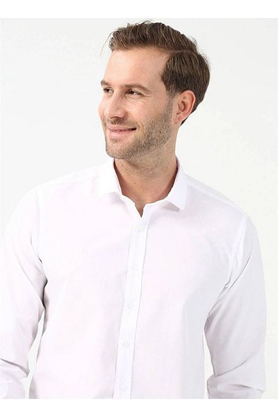 SÜVARİ Ανδρικό πουκάμισο Wonder Slim Long GM1007100599 ΛΕΥΚΟ