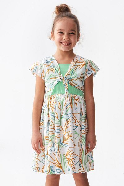 Ugly Duck 04-08 Ani Fata Ecru-Verde Rochie Swan