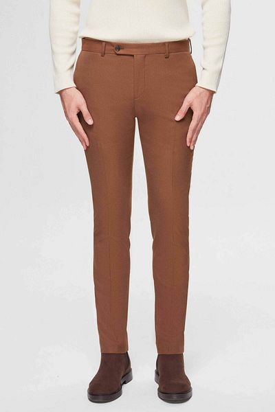 Twn Gabardine Fabric Camel Trousers