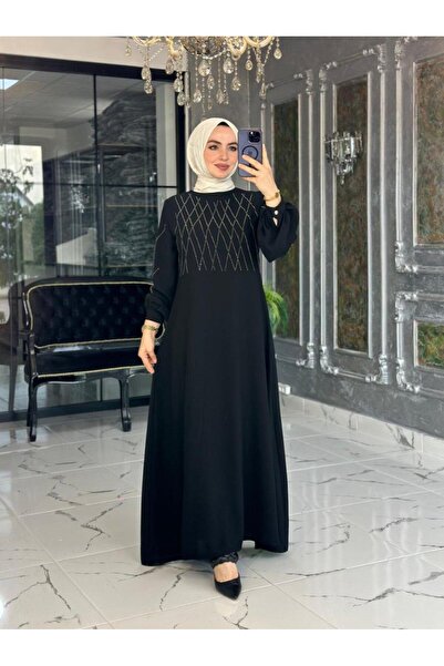 Zümra Tesettür Moda Kare Elbise Siyah Beden 1-38-42