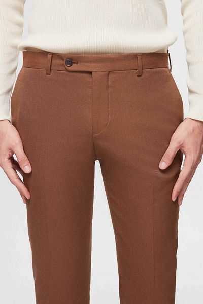 Twn Gabardine Fabric Camel Trousers