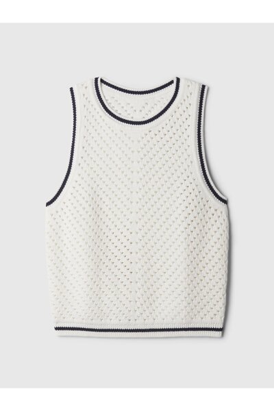 GAP Kadın Kırık Beyaz Kroşe Örgü Desenli Kazak