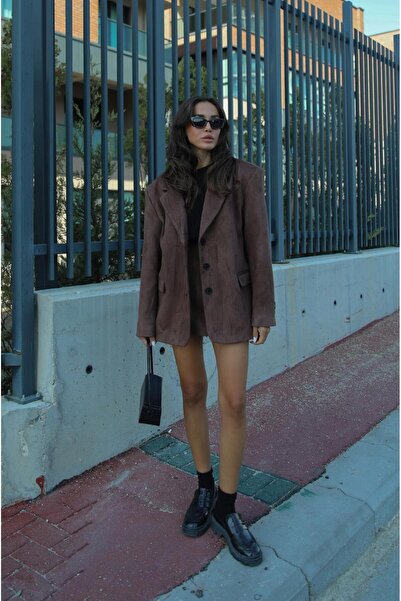 Havoş Suede Brown Blazer Jacket