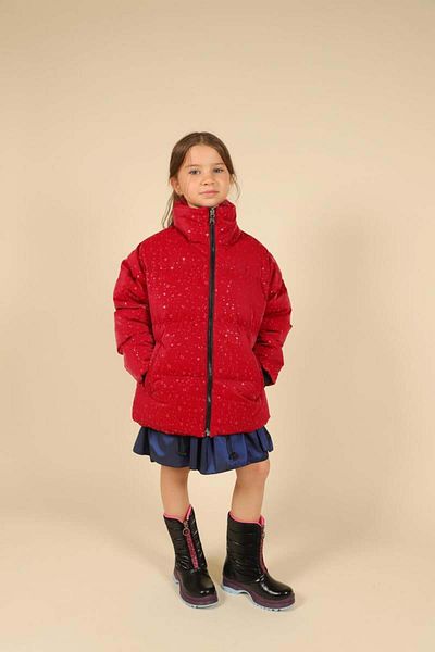 Escabel Girl's Red Color Drop-Looking Coat for Age 07-14