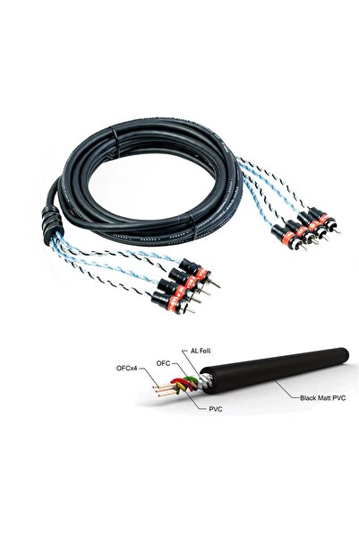 For-X X-1144 Anfi Kablosu 4 Rca 4 Rca 5 Metre Bakır