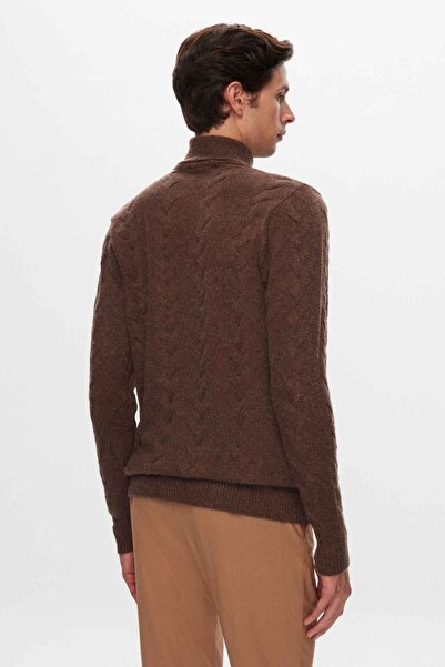D'S Damat Groom Regular Fit - Καφέ πουλόβερ με σχέδιο ζακάρ
