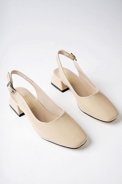 MUGGO Lois Guaranteed Open Back Square Toe Women's Short Heeled Shoes