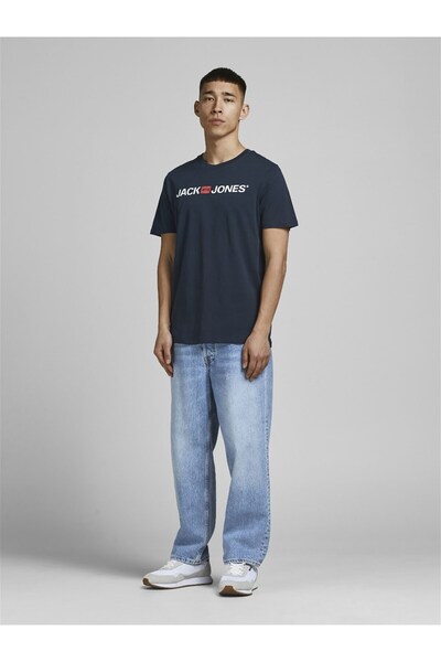 Jack & Jones Ανδρικό μπλουζάκι με λογότυπο Jjecorp Tee Ss Crew Neck Noos 12137126 Navy Blazer/λεπτή εφαρμογή