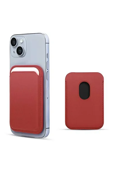 Velvoria Apple iPhone 13 Mini Magsafe Leather Card Holder Red