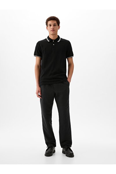 GAP Erkek Siyah Keten Karışımlı Pull-On Pantolon
