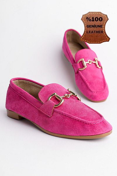 MUGGO Γυναικεία Loafer Casual Παπούτσια Mona Guaranteed Metal Buckle Leather