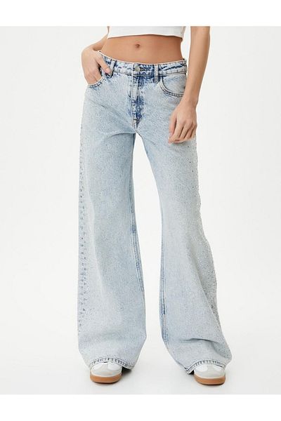 Koton Pantaloni de jeans pentru femei Light Indigo - 4sal40199md