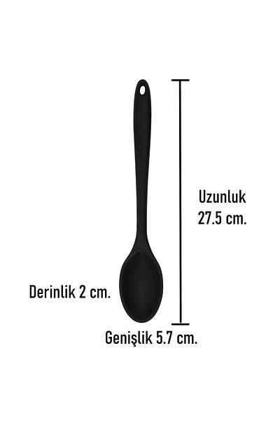 BurcuBilluriye Burcummm Set of 2 Black Silicone Long Mixing Spoons