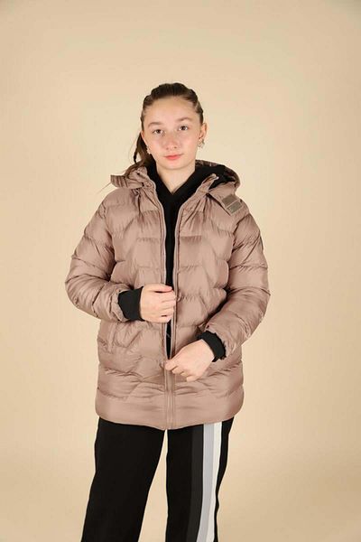NANİCA Дълго палто с качулка за момиче, цвят норка, 06-16 години