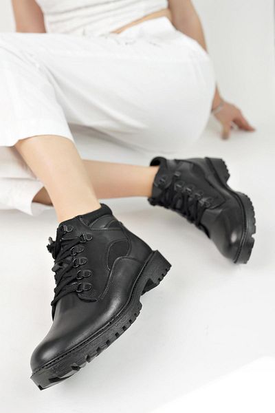 MUGGO Best Guaranteed Women's Daily Genuine Leather Winter Lace-up Boots