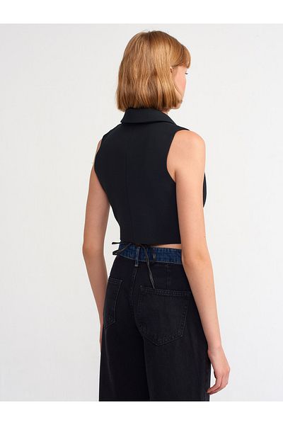 Dilvin 60527 Fitted Vest-Black