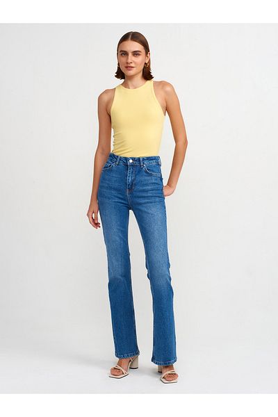 Dilvin 71685 Model - Relaxed Fit Denim Trousers Blue