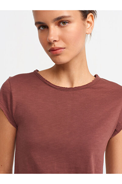 Dilvin 30699 Βαμβακερό T-shirt-Καφέ