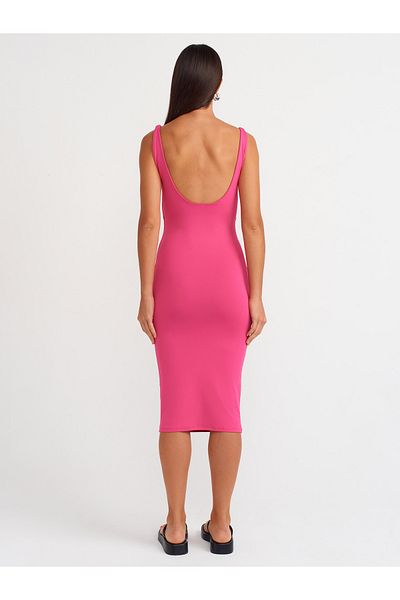 Dilvin Rochie midi 91200 fucsia - poliamidă cu gât în U