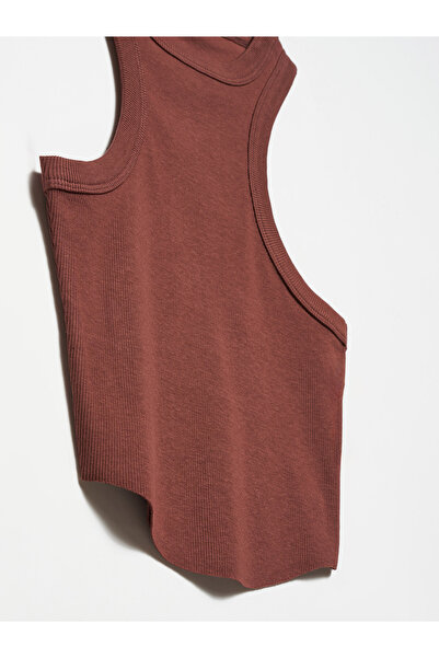 Dilvin 20610 Crop Top-καφέ