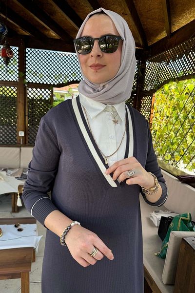 Rabia Şamlı Φόρεμα Anthracite Eylül Knitwear