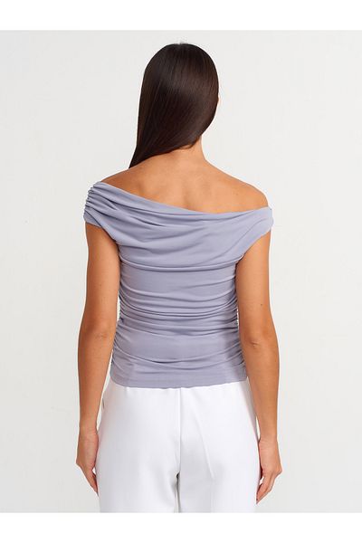 Dilvin 30806 Model Asymmetrical Gathered Gray Ball