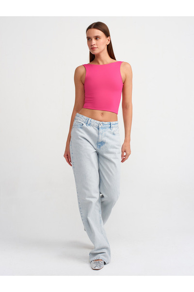Dilvin 30673 Crop Top Fuchsia - Spatele Deschis