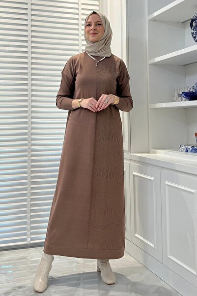 Rabia Şamlı Πλεκτό φόρεμα με σχέδιο ζέβρας Milky Coffee