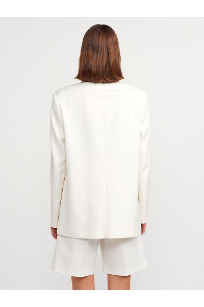 Dilvin 60741 Ecru Padded Blazer Jacket