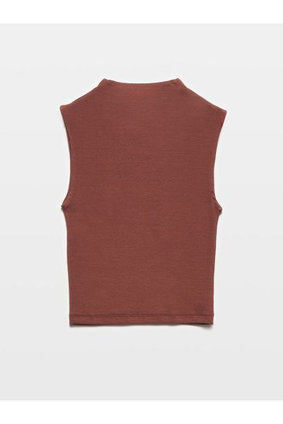 Dilvin 20939 Stand Collar - Sleeveless Brown Ball