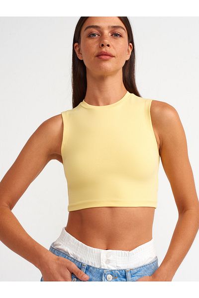 Dilvin Yellow 30125 Model Crop Top