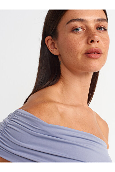 Dilvin 31090 Asimetrik Bluz-gri