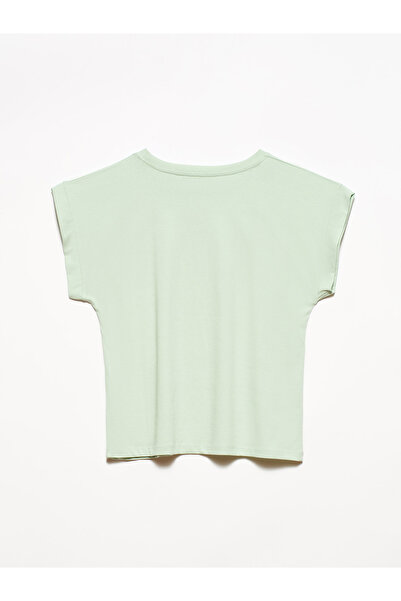 Dilvin 3504 Βαμβακερό μπλουζάκι με λαιμόκοψη-Mint