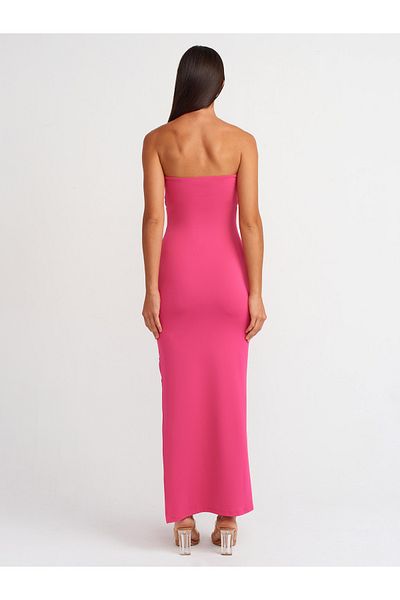 Dilvin 91176 Rochie midi fără bretele fuchsia