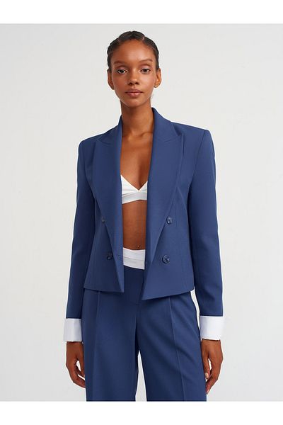 Dilvin 60740 Indigo Contra Cuffed Blazer Jacket