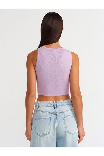 Dilvin 10173 Top din tricotaje cu guler decoltat liliac - M.