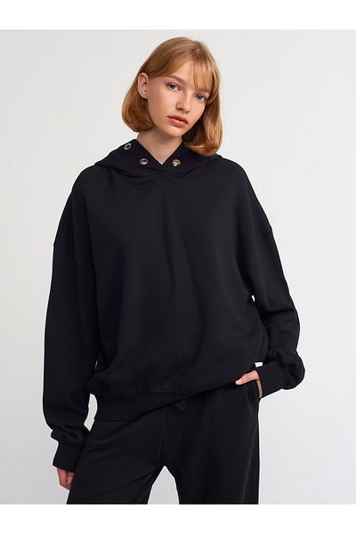 Dilvin 40156 Hanorac oversize din bumbac-Negru
