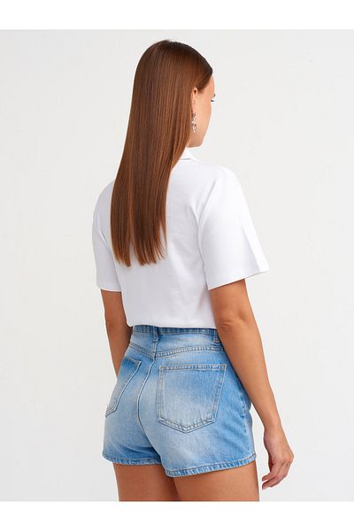 Dilvin 71507 Pantaloni scurți Mom din blugi clasici