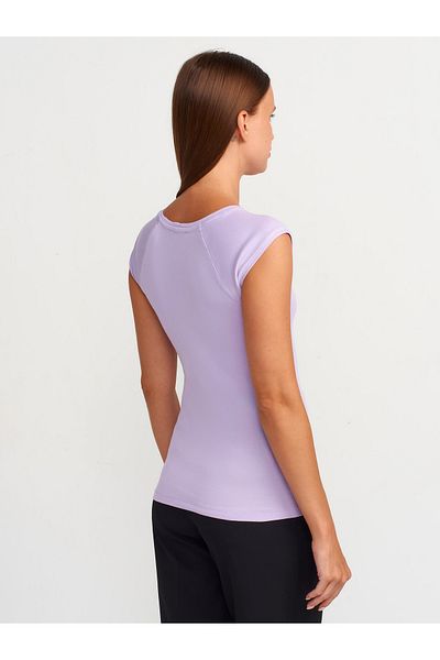 Dilvin 30811 Tricou liliac cu decolteu rotund